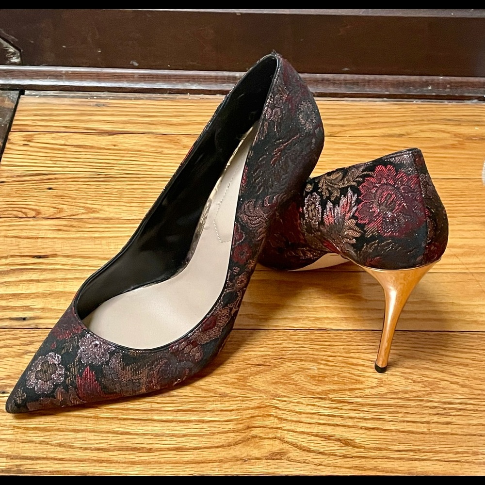 Sexy Metallic Rose Gold and Flower Stilettos